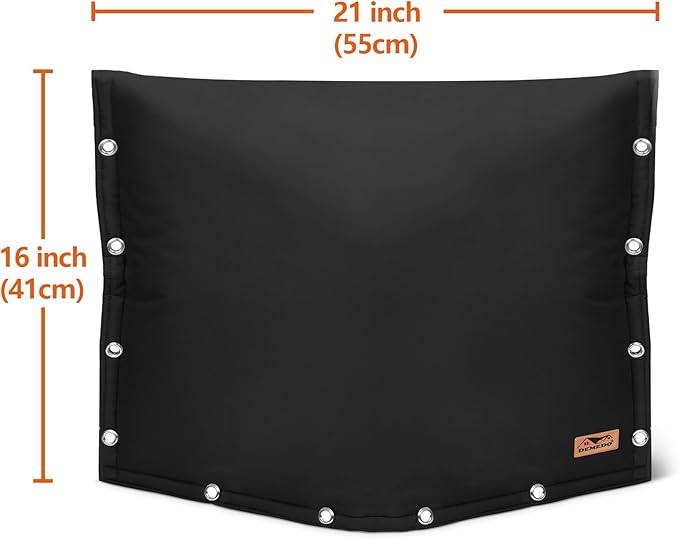 Backflow Preventer Insulation Cover - 3 Way Opening Pipe Insulation Cover for Irrigation Valve, Sprinkler Cover for Outside - Winter Freeze Protection Backflow Cover - 21" W x 16" H, Black