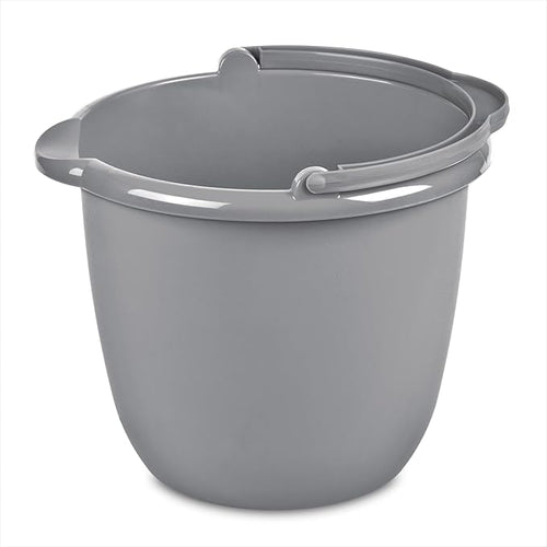 10 Qt. Spout Pail Classic Titanium,Plastic Utility Bucket with Comfortable Handle, Durable Multi-Purpose Pail for Household Cleaning & Storage