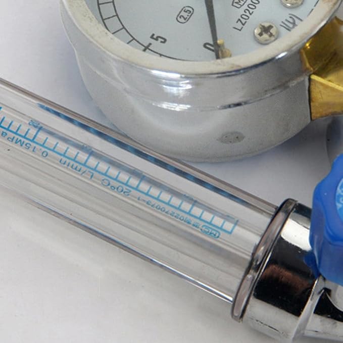 Amagogo Regulator Welder Argon CO2 Regulator Meter Pressure Gauge Aluminum Alloy Gas Regulator Welders Flowmeter Suitable for Chemical Electronics MIG We, single