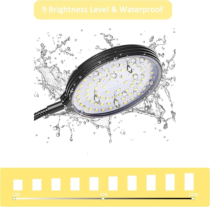 Grow Lights for Indoor Plants, 15W Sunlike Full Spectrum LED Plant Lights with Timer Auto On/Off 3/9/12H, LED Grow Lamp for Indoor Plants, 9 Dimmable Levels, Waterproof
