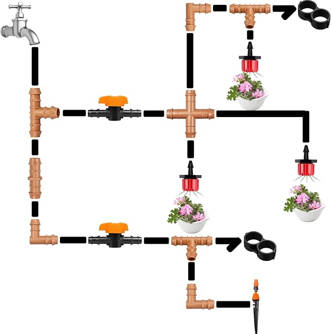 1/2 Inch Drip Irrigation Barbed Valve, 15 Pcs Barbed Switch Valves Drip Line Parts for 1/2" Drip Tubing (.570-.620" ID), 1/2 in. in-line Barbed Shut Off On Valve for Garden Irrigation System