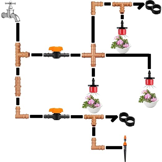 1/2 Inch Drip Irrigation Barbed Valve, 8 Pack 1/2" Drip Barbed Shut Off Valves for 1/2 In. Drip Irrigation Tubing (.570-. 620" ID), 1/2" in-Line Cut Off Switch Valves for Drip Sprinkler System