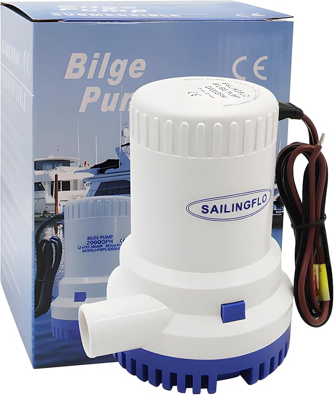 12V Bilge Pump-1500 GPH,1-1/8“(29mm) Outlet,Non-Automatic Submersible Marine Water Pump for Boat, Rvs,Pond