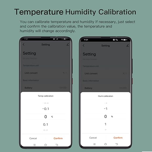 Wireless Smart Thermometer Hygrometer: Bluetooth Temperature Humidity Sensor with App Notification Alerts and Data Storage, Remote Monitor for Green House Guitar Humidor Incubator-2pack
