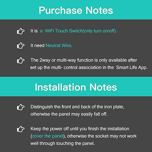 BSEED Smart Light Switch,1 Gang WiFi Touch Switch with Smart Life APP Control and Timing Function,Black Single Pole Switches Work with Amazon Alexa,Google Assistant -(3 Way) Multi-Control Association
