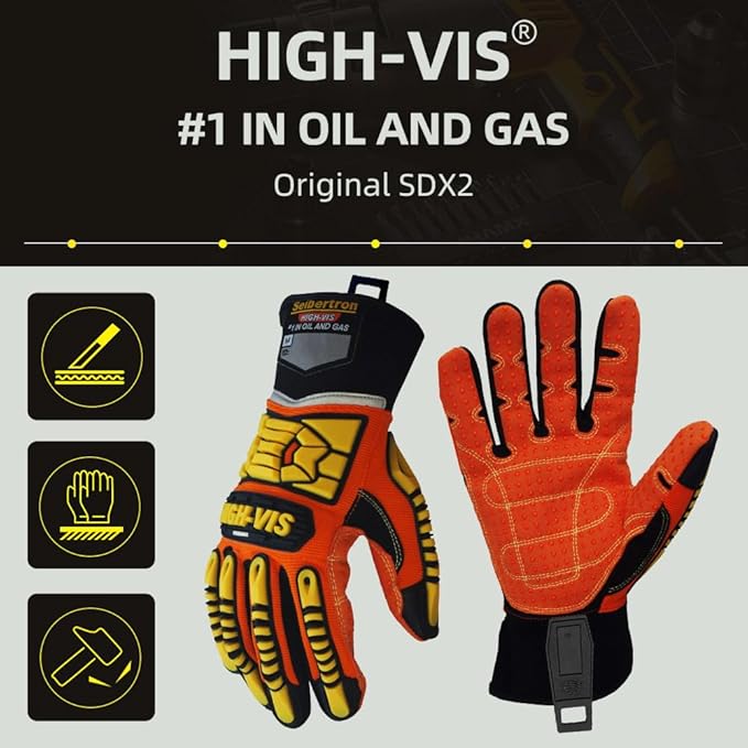 Seibertron High-Vis Series Cut Resistant Reducing Anti-Impact Mechanics Heavy Duty Safety Rescue Oil and Gas Gloves