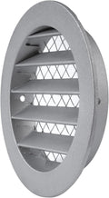 4"" Inch Round Aluminum Industrial Vent - Air Vent Louver - Soffit Grille Cover - Built-in Aluminum Screen - HVAC Ventilation, Uncoated