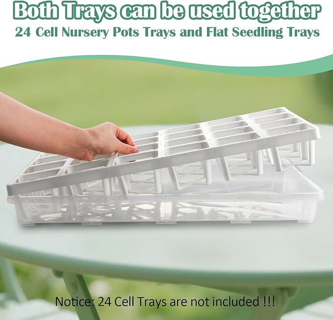 RooTrimmer Clear Seed Starter Trays 5 Pack(17"x11"x2"), Reusable Plastic Carrying Seedling & Nursery Trays, Durable Flat Pots Trays, Transparent Square Tray for Planting and Collecting Drainage Water