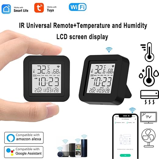 Usmile Smart WiFi Temperature Humidity Sensor with IR Remote Control for Home Automation, Compatible with Alexa, Google Assistant, Tuya, SmartThings