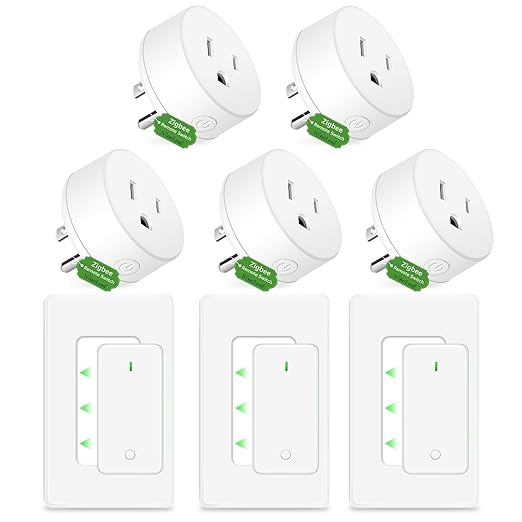 NineLeaf Smart Outlet, WiFi, Bluetooth, Zigbee,Works with HomeKit, Google Home, Alexa, Home Assistant, Wireless Socket, Easy Setup, Remote Control,3 Switches+5 Outlets