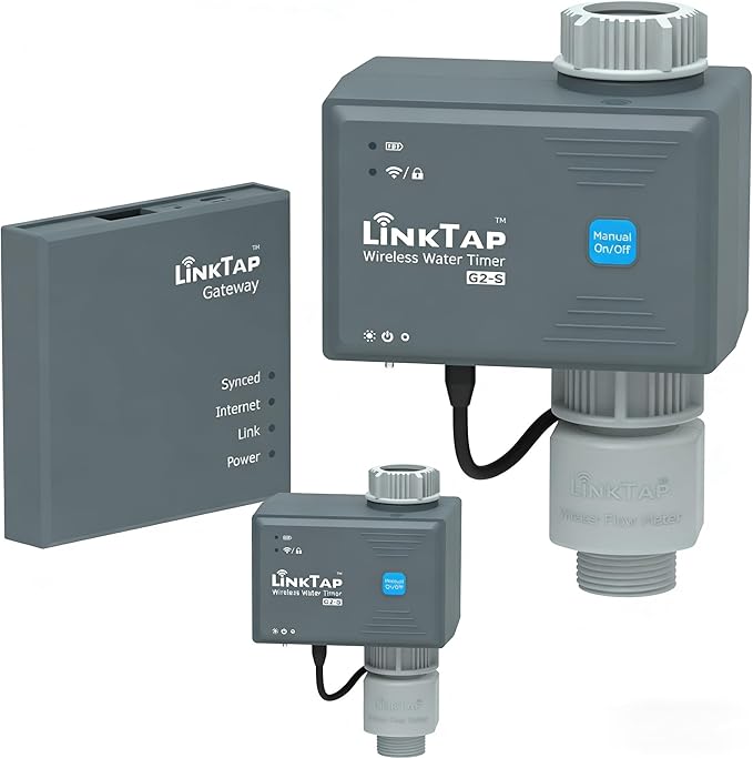 LinkTap G2S Smart Watering Timers with Gateway, Long-Range Control Beyond WiFi Hose Timers, Real-Time Fault Detection, Weather-Aware Automatic Sprinkler Timer, Anti-Freeze Protection
