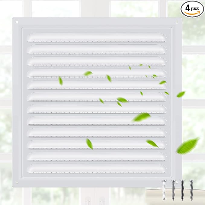 1 Pcs 6 x 6 Inch Aluminum Gable Vents Attic Vents Metal Gable Wall Shed Vent with Screw and Screen Mesh, Square Return Louver Grille for Ventilation Exterior Door House Attic Garage Ceiling