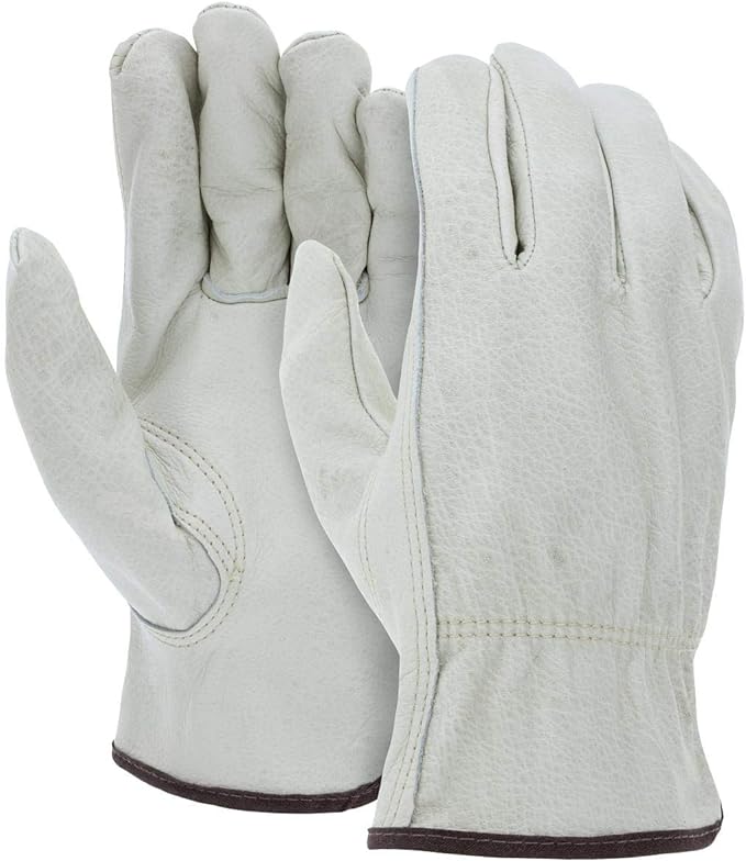 ATERET 12 Pairs XX-Large Heavy Duty Durable Cowhide Leather Work Gloves I Driver Gloves for Truck Driving, Warehouse, Gardening, Farming