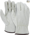 ATERET 12 Pairs Large Heavy Duty Durable Cowhide Leather Work Gloves I Driver Gloves for Truck Driving, Warehouse, Gardening, Farming