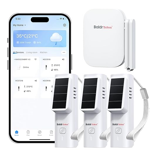 BaldrTherm Smart WiFi Hygrometer Thermometer 3 Pack, Wireless Temp Humidity Monitor with App Alert Notifications, Historical Data Storage & Remote Tracking, for Bedroom, Wine Cellar, Basements