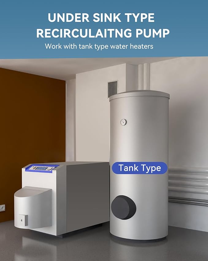Smart Instant Hot Water Recirculating Pump Kit with Built-in Thermostat Digital Timer Under Sink Water Circulator Pump System for Tank Water Heaters