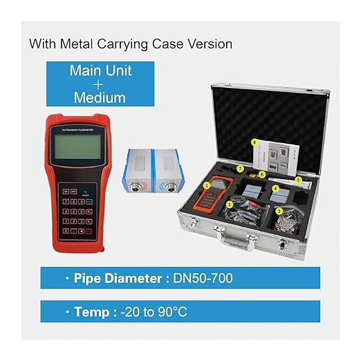 Handheld Flow Meter Portable Clamp-On Flow Measuring Device with Display(Main Unit Medium)