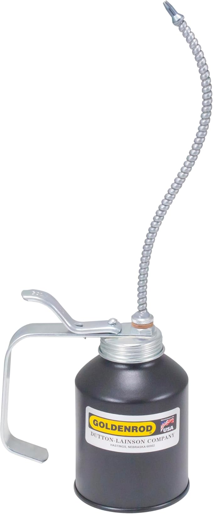 Dutton-Lainson Company - GOLDENROD (707) Industrial Pump Oiler with 8" Flex Spout - 12 oz Heavy-Duty Capacity, Zinc Die-Cast Pump, Flexible Reach, Rust-Resistant Steel, and Precision Oil Delivery