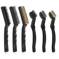 VASTOOLS Wire Brushes Pack of 6. for Cleaning Welding Slag, Rust and Dust. 9" and 6-3/4" Brass, Nylon, Stainless Steel Brushes with Rigid Handle