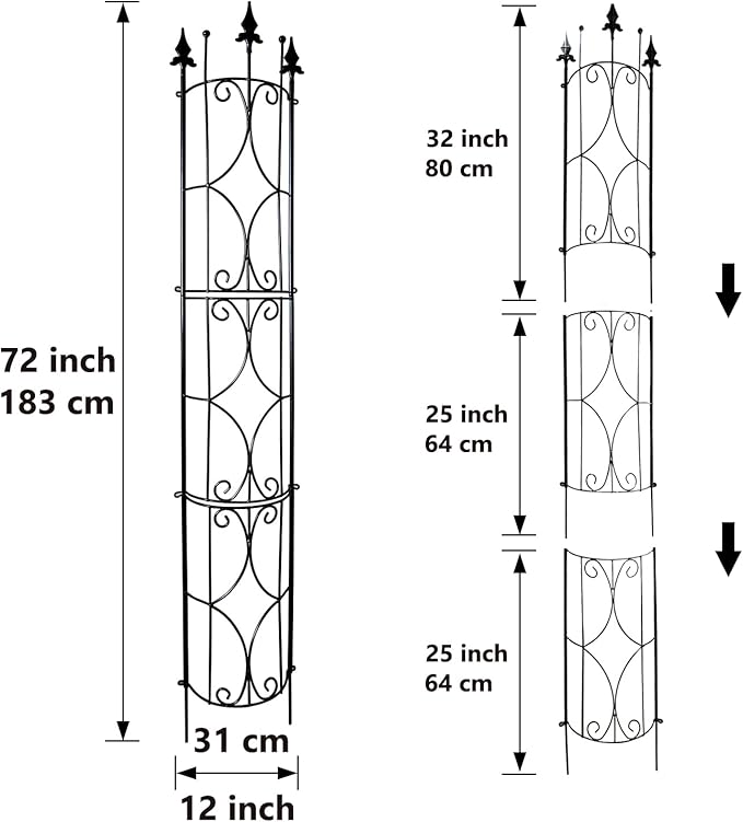Thealyn Garden Trellis 2 Pack 72'' H x 12'' W Metal Plant Trellis Indoor/Outdoor Metal Garden Trellis Plant Trellis for Potted Plants Climbing Houseplants Flowers