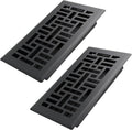 Howeall 4x8 Inches 2 Pack Heavy Duty Walkable Floor Register Easy Adjust Air Supply Lever Floor Vents - Seattle Design - Vent Cover for Home Floor - Matte Black