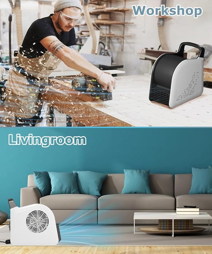 High Velocity Blower Fan for Drying Cooling and Ventilating, Portable Air Mover Floor Fan with 185° Rotation for Home Use or Job Site, Utility Fan with 3 Speeds, 2 Outlets, 130W 325CFM