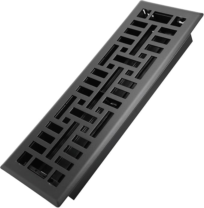 Howeall 4x14 Inches Heavy Duty Walkable Floor Register Easy Adjust Air Supply Lever Floor Vents - Seattle Design - Vent Cover for Home Floor - Matte Black