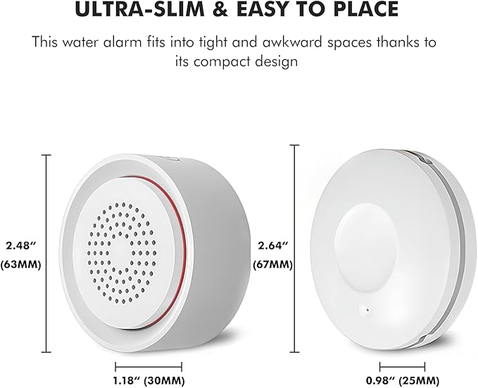 Micmi Smart Water Leak Detector Kit, WiFi Water Sensor Alarm Ultra-Long Range, SMS/APP/Email Alerts, 3 Water Sensors and 1 Base Station, Suit for Home/Basement/Kitchen/Laundry