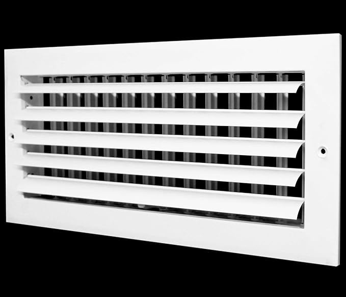 HVAC Premium 12"w X 6"h 1-Way Air Vent Adjustable Aluminum Curved Blades Integral Multi-Shutter Damper HVAC Diffuser [Outer Dimensions: 13.75"W X 7.75"H]