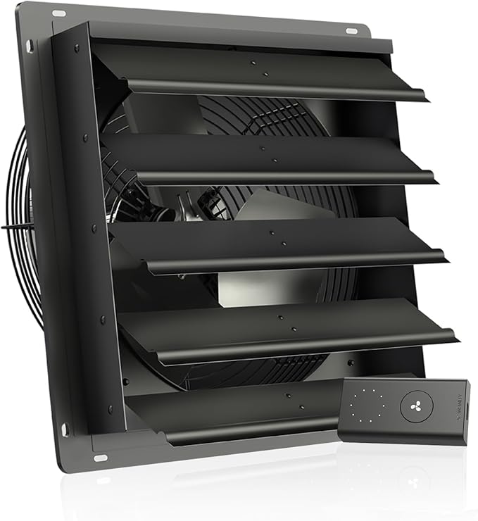 AC Infinity AIRLIFT S16, Shutter Exhaust Fan 16” with 10-Speed Controller, EC Motor - Wall Mount Ventilation and Cooling for Sheds, Attics, Workshops, and Greenhouses