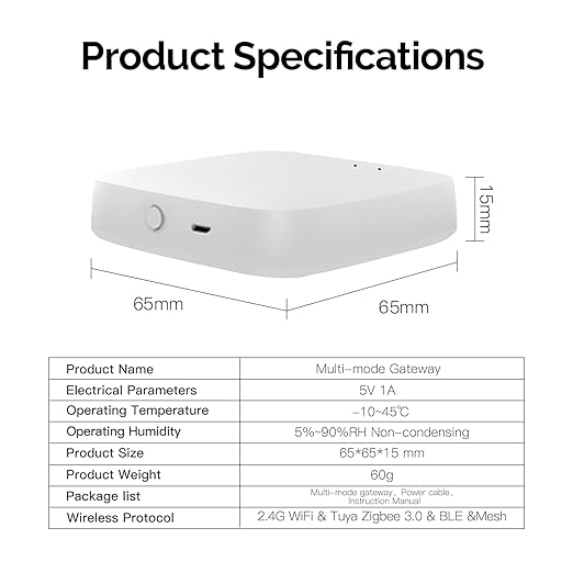MOES ZigBee & Bluetooth & Mesh Gateway, Tuya Wireless Smart Home Bridge Hub, Only Support Tuya Smart Device Work with Smart Life/MOES App