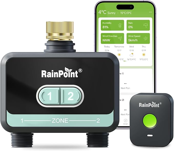 RainPoint WiFi Water Timer for Garden Hose with Brass Inlet,Blue
