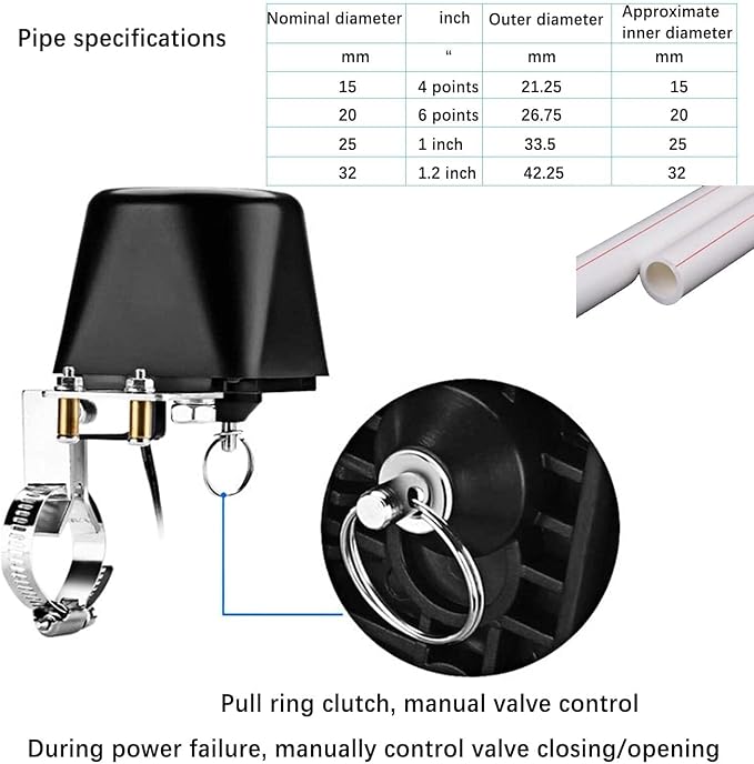 Smart Water Valve, WiFi Water Valve, Upgraded Version of Intelligent Water Valve Closing, Automatic Ball Valve Watering Timer, Sprinkler Controller, Smart Life App, Compatible with Alexa and Google
