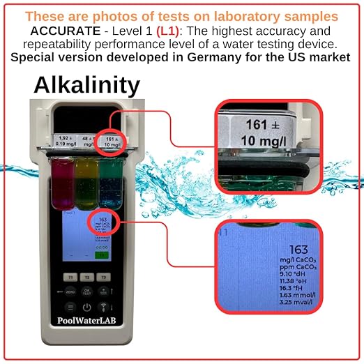 Digital Pool Water Tester Photometer – Accurate Water Analyzer for Pools, Spas & Hot Tubs – Tests 27 Parameters – Bluetooth/WiFi – App for pH, Chlorine, Alkalinity & More