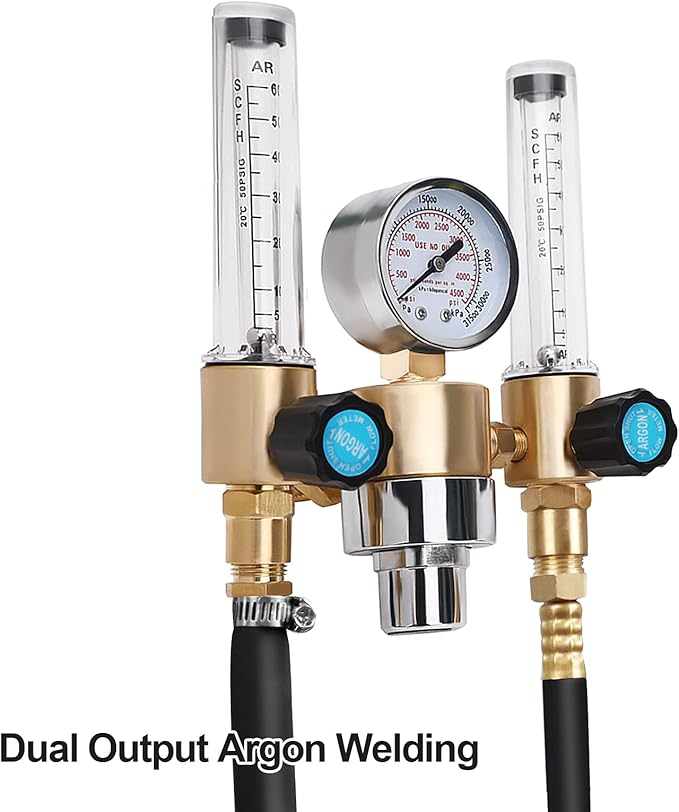 BETOOLL Argon/CO2 MIG TIG Flow Meter Gas Regulator Gauge 0-60 SCFH 0-4500 Psi CGA580 Inlet Connection