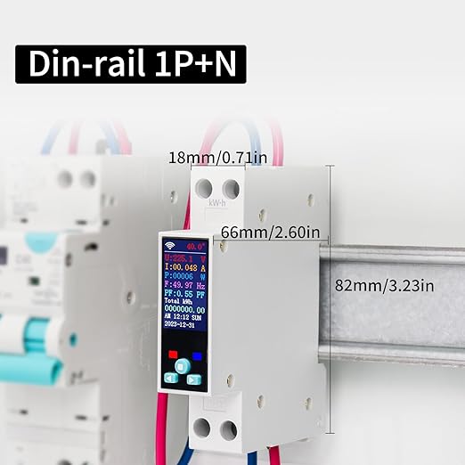 TONGOU Smart Wifi Switch, 1P+N AC90-240V 1-50A, Smart Life/Tuya APP Remote Control, with Power Monitoring, Export/Clear Power Data, DIN Rail Mounted, with LCD Display, Recloser Function, FCC Certified