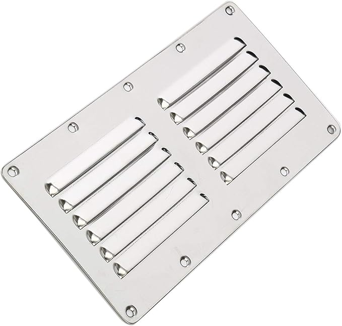 Amarine Made Stainless Steel Stamped Louvered Vent - Rectangular Marine Vents 4-1/2" X 9" - 07723S
