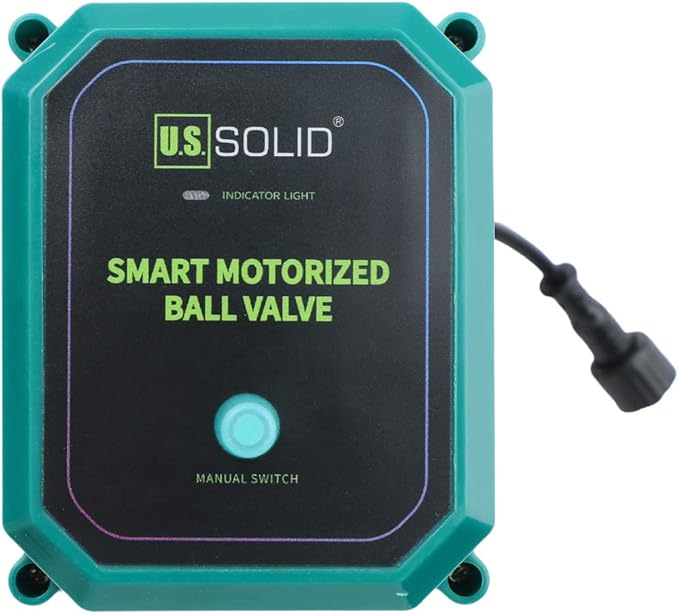 U.S. Solid 1" Smart Motorized Ball Valve - Remote App Mobile Control Brass Electrical Ball Valve with Manual Switch, 5V DC USB Connection