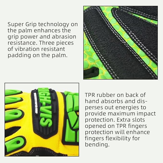 Seibertron High-Vis Series Cut Resistant Reducing Anti-Impact Mechanics Heavy Duty Safety Rescue Oil and Gas Gloves