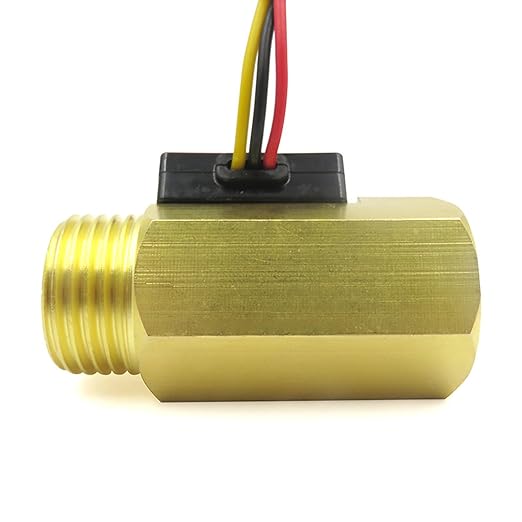 G1/2" Water Flow Sensor Thread Female to Male Brass Switch Hall Effect Liquid Flowmeter Fluidmeter Counter BSP 1-25L/Min（50 mm in Total Length）