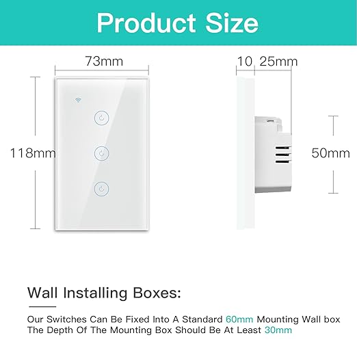 BSEED Smart Light Switch,3 Gang WiFi Touch Switch with Smart Life APP Control and Timing Function,White Single Pole Switches Work with Amazon Alexa,Google Assistant -(3Way) Multi-Control Association