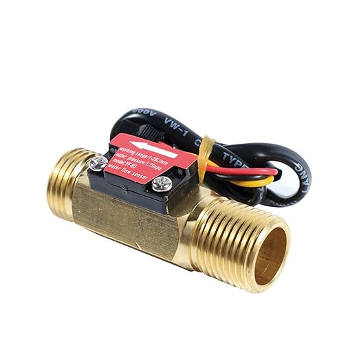 G1/2" Male Thread Brass Water Flow Sensor Switch Hall Effect Liquid Flowmeter Fluidmeter Counter BSP 1-25L/Min（66 mm in Total Length）