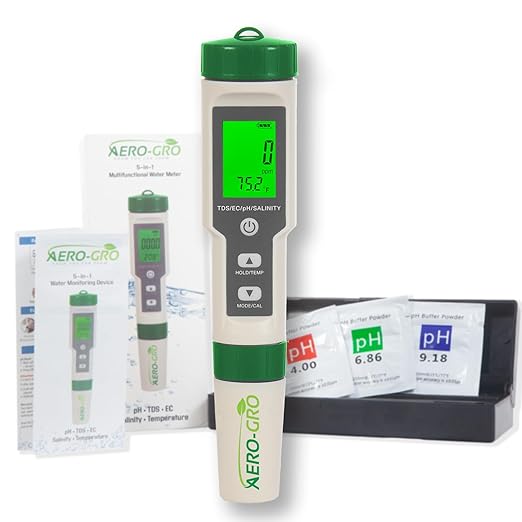 5-in-1 Digital Water Testing Meter | pH, TDS, EC, Salinity & Temperature Tester | Hydroponics, Aquarium, Pool & Drinking Water Quality Monitor