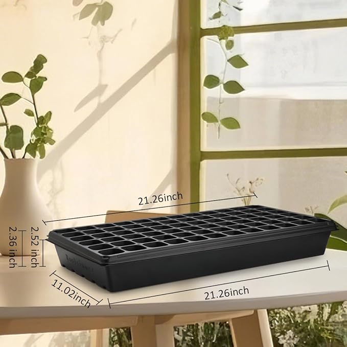 RooTrimmer Deep 72 Cell Seedling Trays, Thick Durable 72 Cell Plug Tray Big Cell Seed Trays for 1020 Flat Trays Germination (10-Pack, 21.25"×11", 2.36" Height, High)