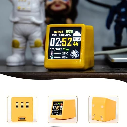 Smart Weather Station Mini WiFi Desktop Clock Weather Digital Clock Station with IPS LCD Screen Gadget for Decoration