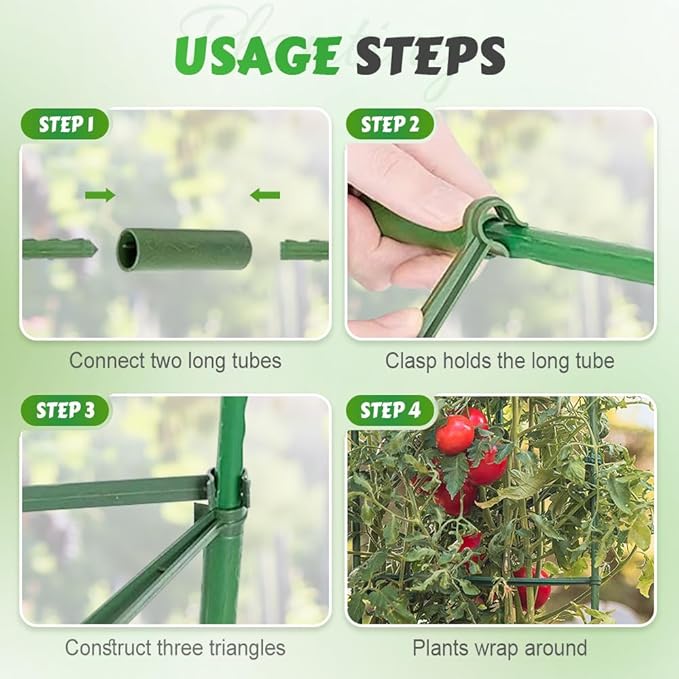 Adjustable Modular Plant Support Frame, 2026 New Garden Raised Bed Planter Heavy Duty Steel Tomato Trellis Kit, Upgrade Plant Support Tower Stakes Provides Support for Climbing Plants (3, Green)