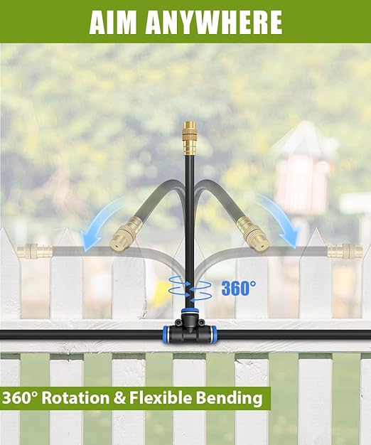100FT Easy-Snap Garden Irrigation System for Raised Beds & Greenhouses, Upgraded 8mm (5/16") High-Flow PE Tubing with 40 Bendable 360° Copper Nozzles, Quick-Connect Plant Watering Kit (Not 1/4" Tube)