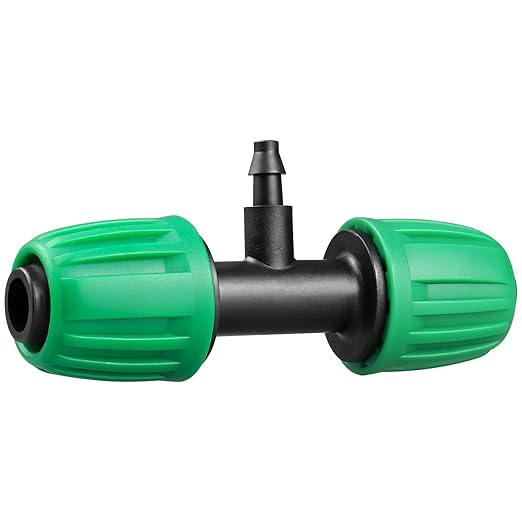 Gardrip 12 Pack Drip Irrigation Fittings for 1/2 Inch to 1/4 Inch Tubing Reducing Tee：1/2" (1/2" ID x 0.65" OD) to 1/4" Drip Line Anti-drop Locked Nut Barbed Reducer Tee Connectors