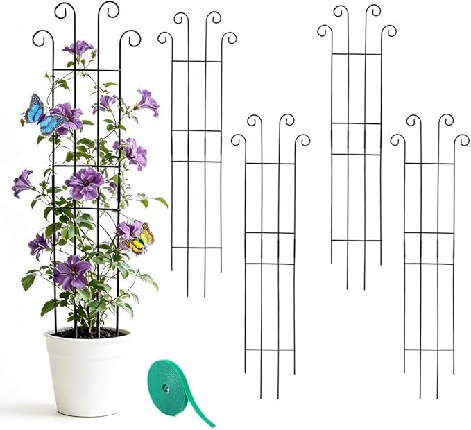 32.6inch Plant Trellis for Pot Climbing Plants Indoors & Outdoor, Garden Trellis for Potted Plants, Rust-Proof Metal Sturdy Yet Gentle Climbing Stakes Support for Ivy Pothos Hoya Monstera (4pcs)