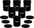 ePackageSupply 5 Gallon Bucket - Food Grade Bucket with Airtight Gasketed Tear Strip Lid, BPA-Free, Heavy-Duty 90 Mil HDPE Plastic Pail, Bulk Storage, Durable Container, Made in USA - Black, 6 Packs